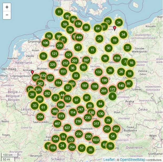 bersichtskarte E-Ladestationen Deutschland